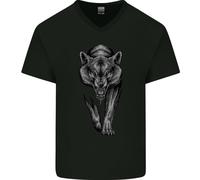 Maglietta In Cotone A V Per Uomo Lone Wolf