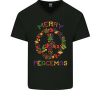 Maglietta In Cotone A V Per Uomo Merry Peacemas Christmas Peace Wreath