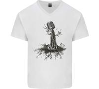 Maglietta In Cotone A V Per Uomo Microfono Tree Musica Canto Cantante