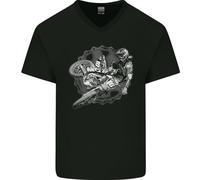 Maglietta In Cotone A V Per Uomo Motocross Jump Dirt Bike Motocross