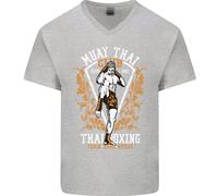 Maglietta In Cotone A V Per Uomo Muay Thai Fighter Warrior MMA Arti Marziali