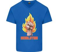 Maglietta In Cotone A V Per Uomo Pixelata Rivoluzione Anarchia Anarchico 99%