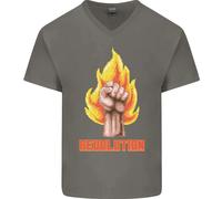 Maglietta In Cotone A V Per Uomo Pixelata Rivoluzione Anarchia Anarchico 99%