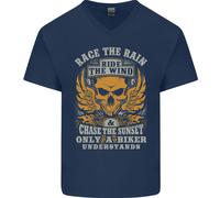 Maglietta In Cotone A V Per Uomo Race The Wind Moto Biker