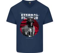 Maglietta In Cotone A V Per Uomo Samurai Fighter Skull MMA Mixed Martial Arts