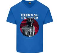 Maglietta In Cotone A V Per Uomo Samurai Fighter Skull MMA Mixed Martial Arts