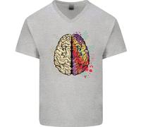 Maglietta In Cotone A V Per Uomo Science Vs Artistic Brain Art IQ Fisica