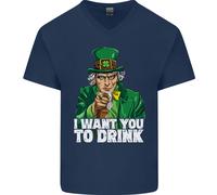 Maglietta In Cotone A V Per Uomo St. Patrick's Day Voglio Che Tu Beva Alcol