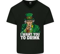 Maglietta In Cotone A V Per Uomo St. Patrick's Day Voglio Che Tu Beva Alcol