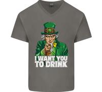 Maglietta In Cotone A V Per Uomo St. Patrick's Day Voglio Che Tu Beva Alcol