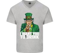 Maglietta In Cotone A V Per Uomo St. Patrick's Day Voglio Che Tu Beva Alcol