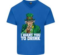 Maglietta In Cotone A V Per Uomo St. Patrick's Day Voglio Che Tu Beva Alcol