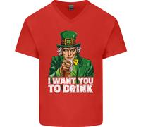 Maglietta In Cotone A V Per Uomo St. Patrick's Day Voglio Che Tu Beva Alcol