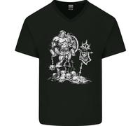 Maglietta In Cotone A V Per Uomo Viking Warrior Skull Thor Odin Valhalla MMA