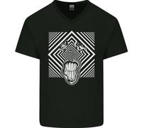 Maglietta In Cotone A V Per Uomo Zebra LSD Funghi Magici Allucinogeni