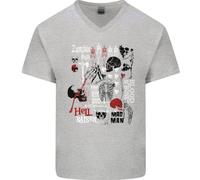 Maglietta In Cotone A V Zombie Halloween Vampiro Dracula Teschio Uomo