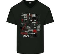 Maglietta In Cotone A V Zombie Halloween Vampiro Dracula Teschio Uomo