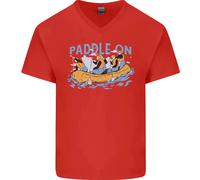 Maglietta In Cotone Bianco A V Per Uomo Con Pagaia Da Rafting Sul Fiume