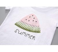 Maglietta in cotone con grafica per bambini, estiva, casual, vestibilità ampia, a maniche corte, con graziosa stampa con anguria, comoda e leggera (verde, 3-4 anni)