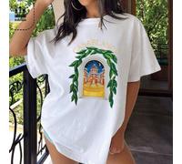 Maglietta in cotone da donna, stile resort con stampa del castello nella notte di luna, nuovi modelli sportivi per primavera ed estate, moda, morbida e traspirante, top a maniche corte da donna L,M,S,