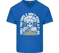 Maglietta In Cotone Da Uomo A V Con Teschio Chef Che Mangia Pizza