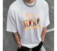 Maglietta in cotone da uomo, con stampa divertente di birra che cammina, nuova maglietta sportiva da uomo moda primavera ed estate, morbida e traspirante, maglietta a maniche corte L,M,S,XL,XXLLettere