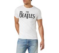 Maglietta in cotone dThe Beatles, design classico logo, bianco, manica corta