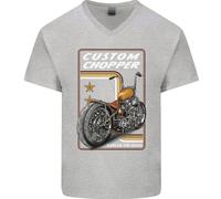 Maglietta In Cotone Per Uomo A V Biker Custom Chopper Motorbike Motorcycle