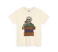 Maglietta in cotone pesante con scritta "I Licked It So It's Mine", maglietta con grafica divertente, abbigliamento per Halloween, regalo per gli amici, camicia retrò spettrale, Naturale, M