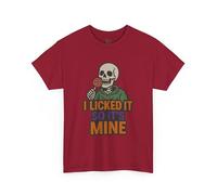 Maglietta in cotone pesante con scritta "I Licked It So It's Mine", maglietta con grafica divertente, abbigliamento per Halloween, regalo per gli amici, camicia retrò spettrale, Rosso cardinale, S