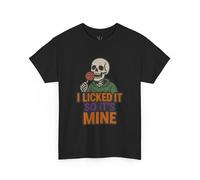 Maglietta in cotone pesante con scritta "I Licked It So It's Mine", maglietta con grafica divertente, abbigliamento per Halloween, regalo per gli amici, camicia retrò spettrale, Nero, S