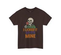 Maglietta in cotone pesante con scritta "I Licked It So It's Mine", maglietta con grafica divertente, abbigliamento per Halloween, regalo per gli amici, camicia retrò spettrale, Cioccolato, 5XL