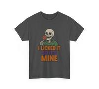 Maglietta in cotone pesante con scritta "I Licked It So It's Mine", maglietta con grafica divertente, abbigliamento per Halloween, regalo per gli amici, camicia retrò spettrale, Mélange scuro, M