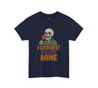 Maglietta in cotone pesante con scritta "I Licked It So It's Mine", maglietta con grafica divertente, abbigliamento per Halloween, regalo per gli amici, camicia retrò spettrale, Navy, XL