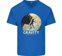 Maglietta In Cotone V-Neck Divertente Per Scalatori 'La Gravità Non Esiste'