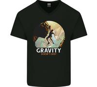 Maglietta In Cotone V-Neck Divertente Per Scalatori 'La Gravità Non Esiste'