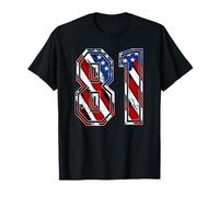 Maglietta in jersey con numero 81 rosso bianco e blu bandiera americana #81 Maglietta