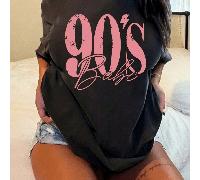 Maglietta in stile retrò anni '90. Scritta rosa. Maglietta a maniche corte per donna. Top da donna. Estate. Taglia S-xxxl. Shopping da casa e sport all'aria aperta. Può essere usato come regalo. Unise