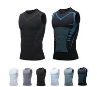 Maglietta intima magnetica da uomo in tormalina a infrarossi lontani, tessuto di seta ghiaccio traspirante, camicia a compressione da uomo, 2 pezzi - D, XL