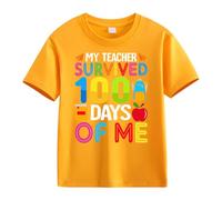 Maglietta intima per ragazze e ragazzi casual, a maniche corte, 100 Days of School Opening 100 Days Anniversary Personality Loose Short Sleeved Stern Shirt, giallo., 12-13 Jahre