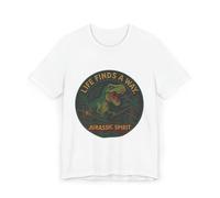 Maglietta Jurassic Spirit, maglietta grafica, fan dei dinosauri, camicia Life Finds a Way, abbigliamento unisex, regalo di avventura, bianco, XL