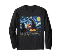 Maglietta Kaiju Mostro Giapponese Van Gogh Notte Stellata Maglia a Manica