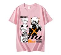 Maglietta Katsuki Bakugou My Hero Academia T-shirt Anime Graphic Tees Uomo Streetwear Harajuku Fashion Casual Cool T Shirt (XL,color 04)