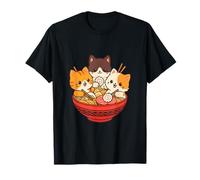 Maglietta Kawaii Cute Anime Cats Otaku Japan Ramen Noodles Maglietta