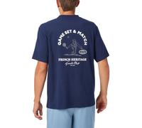 Lacoste t-shirt con grafica sul retro e badge tennis heritage in navy-blu navy 35-37