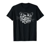 Maglietta Life is Better with Cat, Molto Divertente Cat Shirt Maglietta