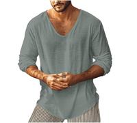 Maglietta Lino Uomo Coreana Camicia a Maniche Corte Casual Button Down Summer T-Shirt Tops Loose Beach Holiday Hawaiian Shirts Camicia Uomo No Stiro Top Traspirante Casual