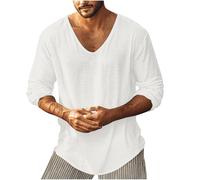 Maglietta Lino Uomo Coreana Camicia a Maniche Corte Casual Button Down Summer T-Shirt Tops Loose Beach Holiday Hawaiian Shirts Camicia Uomo No Stiro Top Traspirante Casual