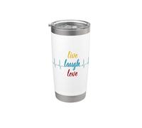 Maglietta Live Laugh Heartbeat Love Ridi e ama Bicchiere termico in acciaio inox doppia parete