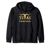 Maglietta Lunga Texas Forever Longhorn con Stelle solitarie Felpa con Cappuccio